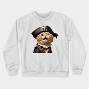 Funny cute vintage steampunk captain pirate cat Crewneck Sweatshirt